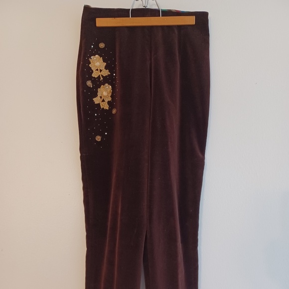 Vintage 60s Malbe Original 2 Pc Size 12 Appliqué Shirt and Slim Ankle Pant Suit - Picture 3 of 16